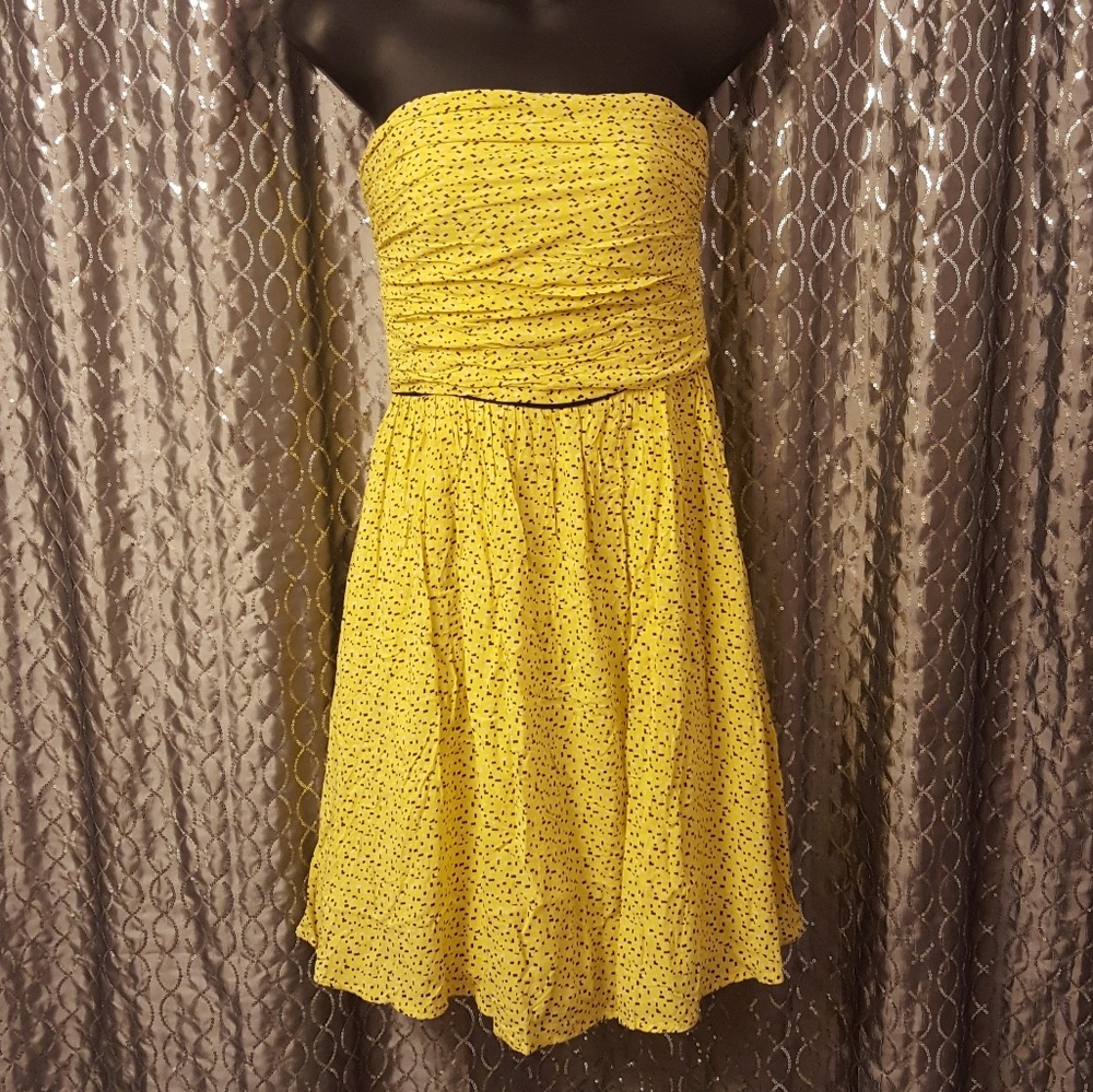 DKNY Yellow Strapless Dress
